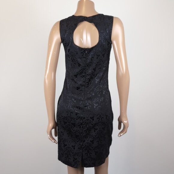 3/$20 Suzy Shier Sleeveless Jacquard Cocktail Dress Cut Out Brocade Sheath - Picture 4 of 12